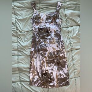 cream satin-like floral dress